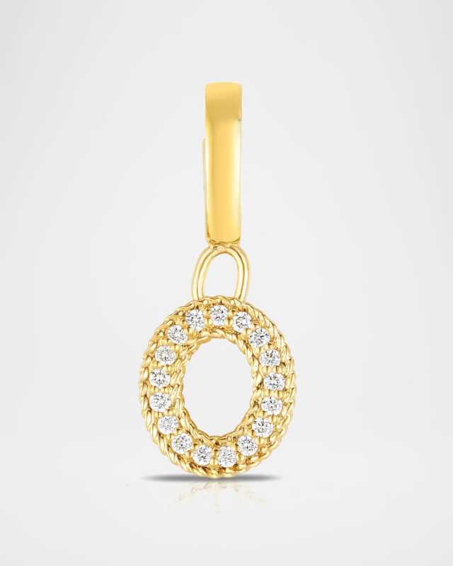 Princess 18K Yellow Gold Diamond Pave Initial Charm, O
